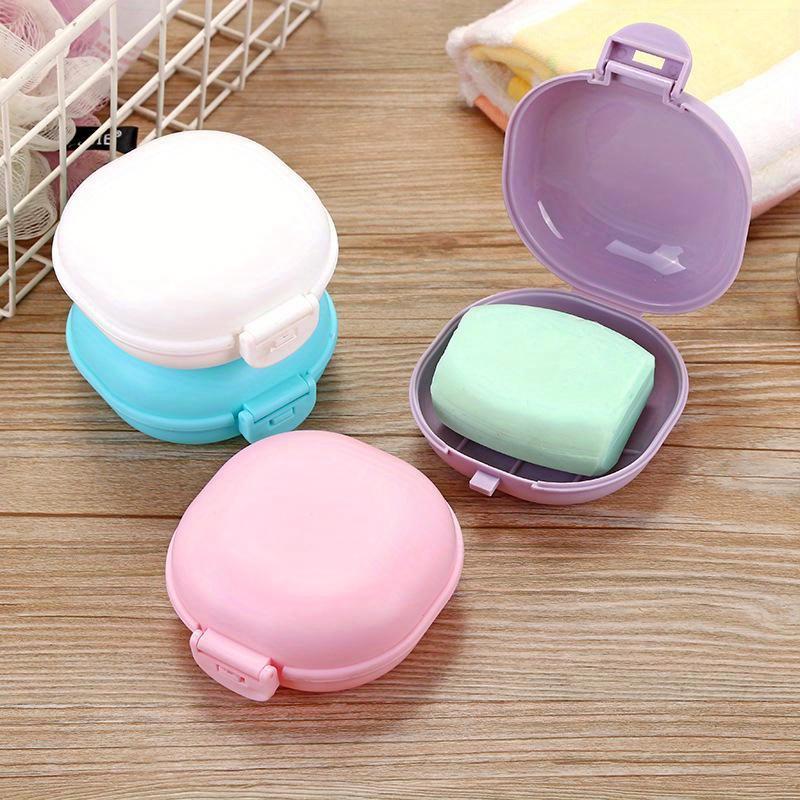 1Pc Waterproof Soap Box with Lid Travel Bathroom Creative Cute Solid Color Draining Portable Holder Camping Equipment
