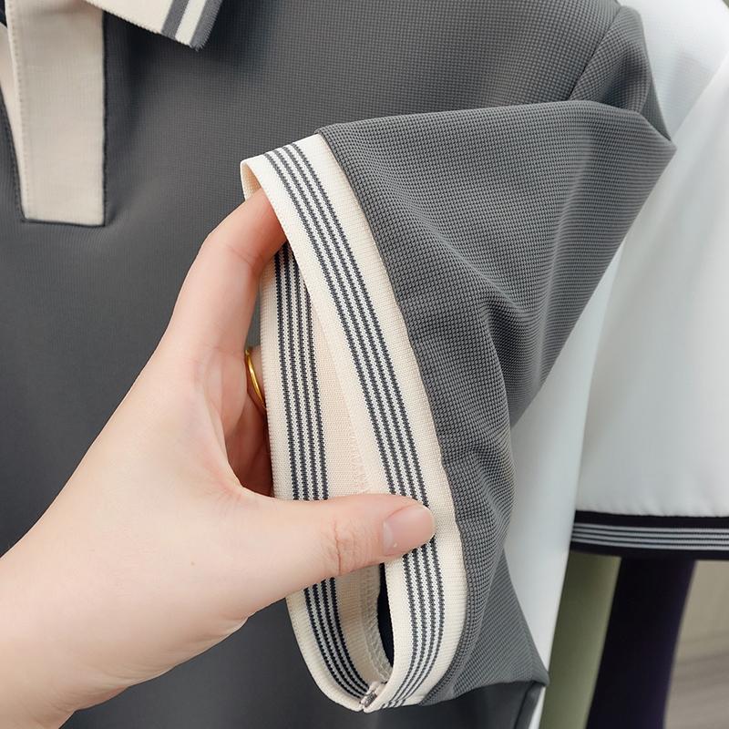 Cool and seamless summer nylon ammonia high elasticity versatile casual seagull collar T-shirt