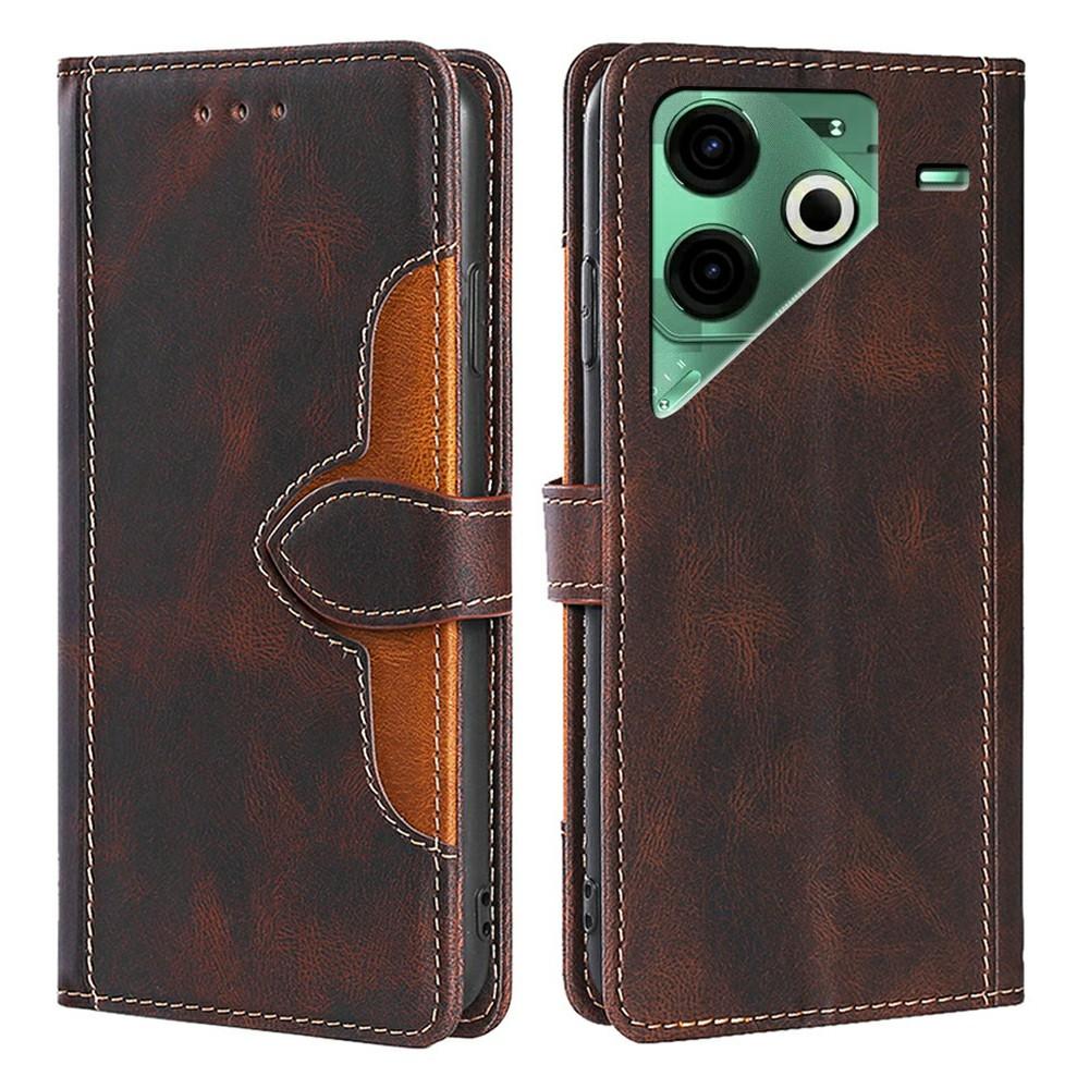 For TECNO Pova 6 Neo Case Leather Wallet Phone Cover with Straw Hat Magnetic Clasp