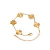 18K Gold Plated Engraved Four-Leaf Clover Heart Bracelet for Women - Non-Fading Titanium Steel Fashion Jewelry.