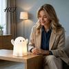 Gift for Birthday Kids Cute Resin Ghost Night Light Bedroom, Decorative Warm LED Lamp Desktop Ornament Halloween Party Desk Decor, Battery Operated