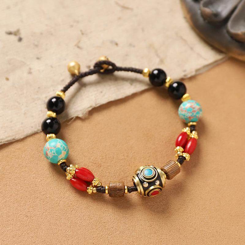 

Оригинальный дизайн ручной плетеный браслет в ретро тибетском непальском стиле, нишевый экзотический браслет для женщин