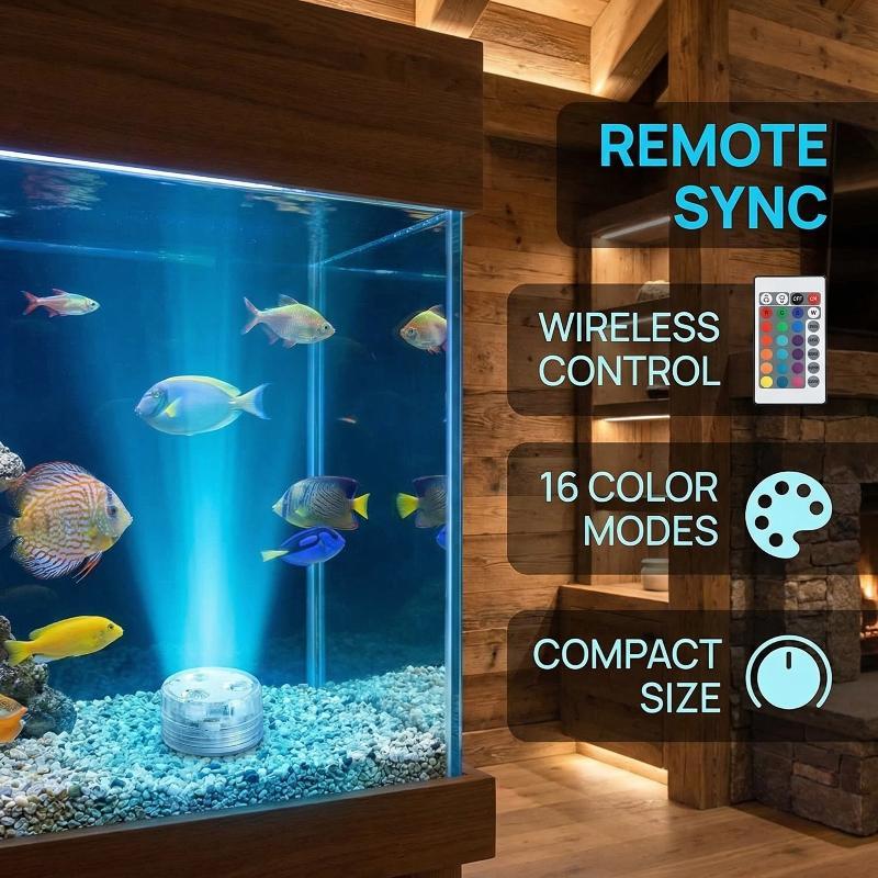 LED Underwater Light Adjustable Color Changing Submersible Pool Lamp for Outdoor Garden Pond Vase Accent Lighting