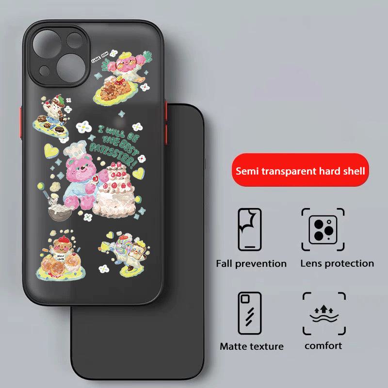 Cute Bear Ice Cream Cake Dog Skin Shell for Apple 13/13 Pro/XR/XS/15