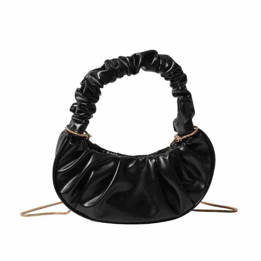 Trendy Black Moon Bag Stylish Chain Shoulder Bag Versatile Fashionable Handbag