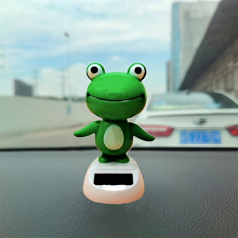 Solar Frog Dashboard Ornament ABS Moving Head Car Decor 10cm Green