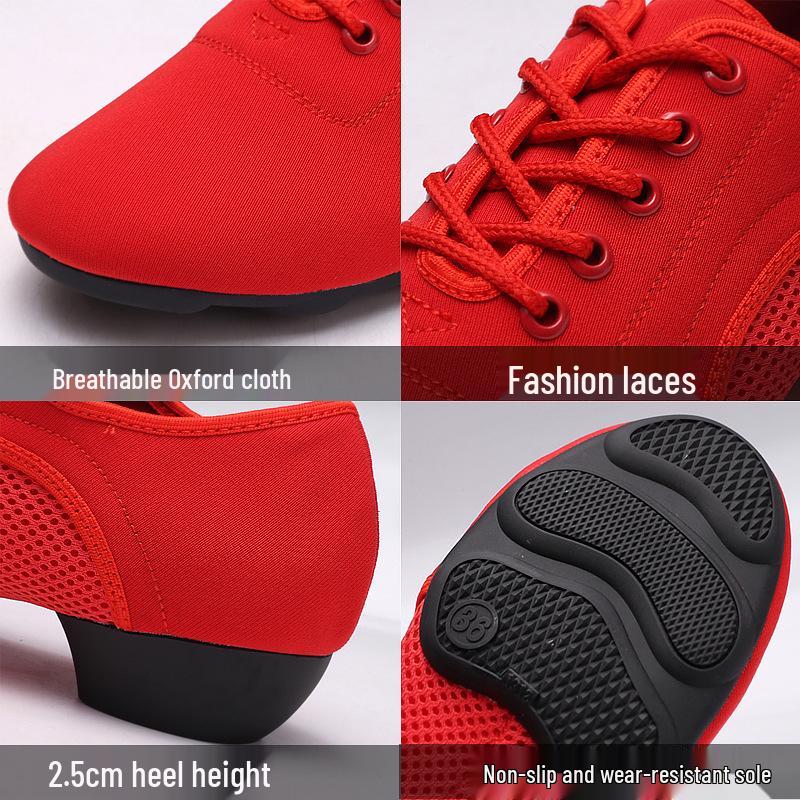 Women's Professional Latin Dance Shoes – Soft Sole, Flat Heel, Oxford Cloth