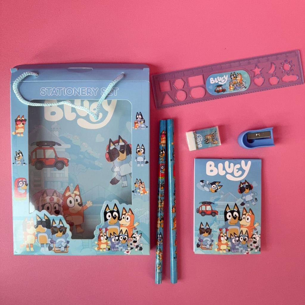 Bluey Portable Stationery Set Gift Box Kids School Supplies With Crayons For Toddlers Primary Students Birthday Christmas Gift