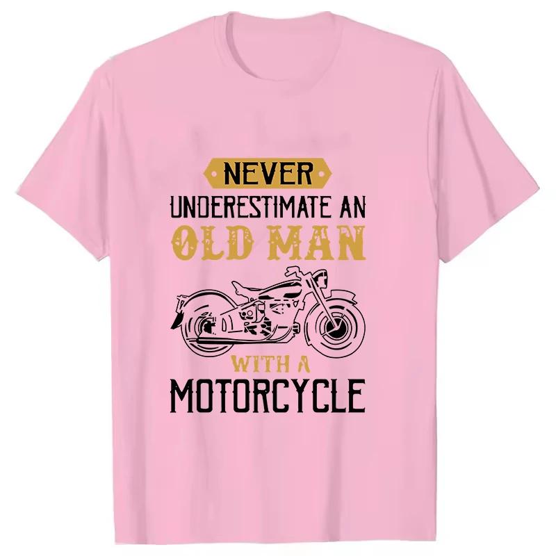 Hot Never Underestimate an Old Man with a Motorcycle Printing T-shirt Men Fashion Short Sleeve Casual Personality Summer Shirts