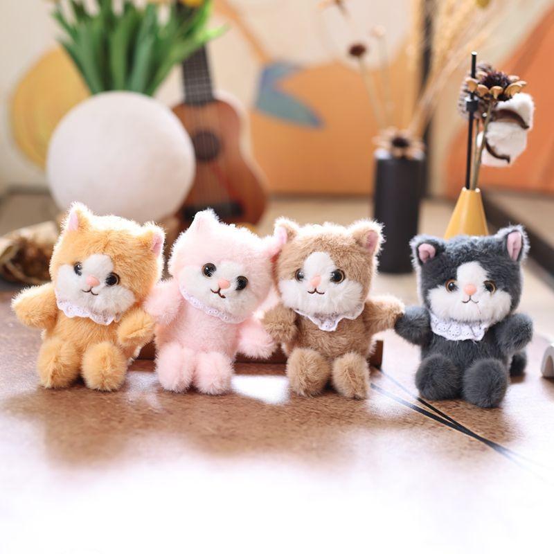 Realistic Cute Cat Plush Keychain With Ultra Soft Pp Cotton Bag Charm Gift