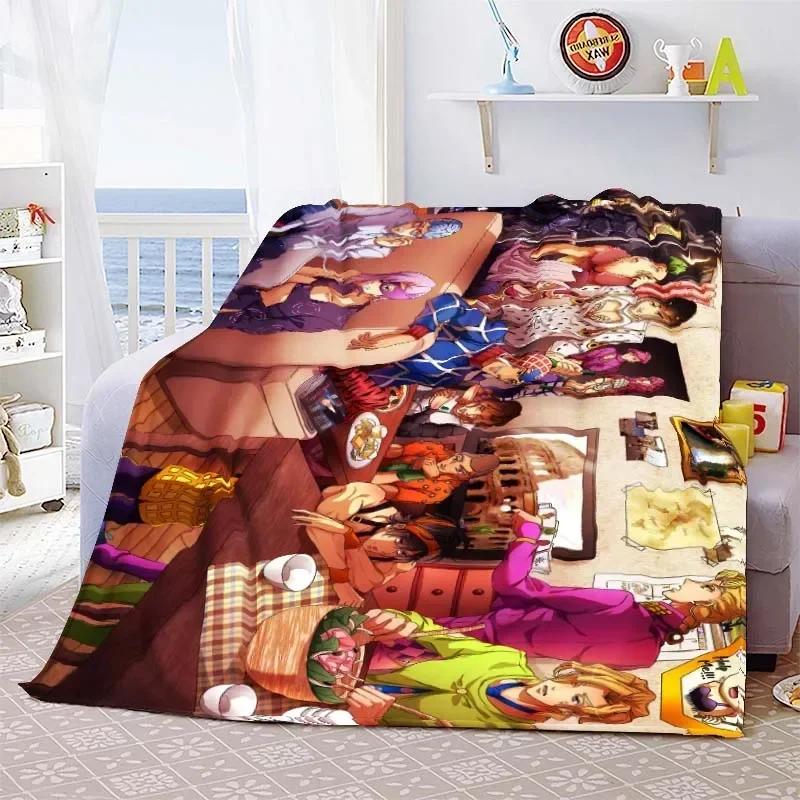 Summer Blankets Sofa Bedspread Couch Home Living Room Decor Anime JoJo Bizarre Adventure Print Flannel Throw Blanket Soft Warm