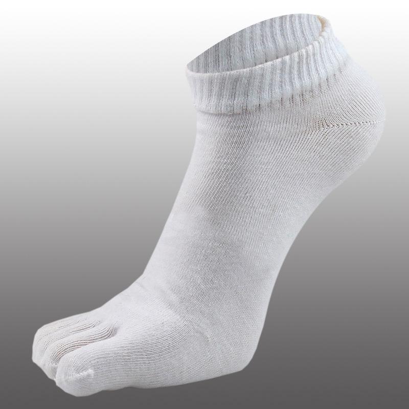 Herrstrumpor med fem tår i bomull, svettabsorberande, enfärgade, kort skaft