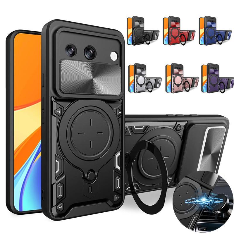 

Protective Cover For Google Pixel 8A 8 Pro Case With Ring Stand Holder Slider Lens Protection Shockproof Fundas Coque Capa
