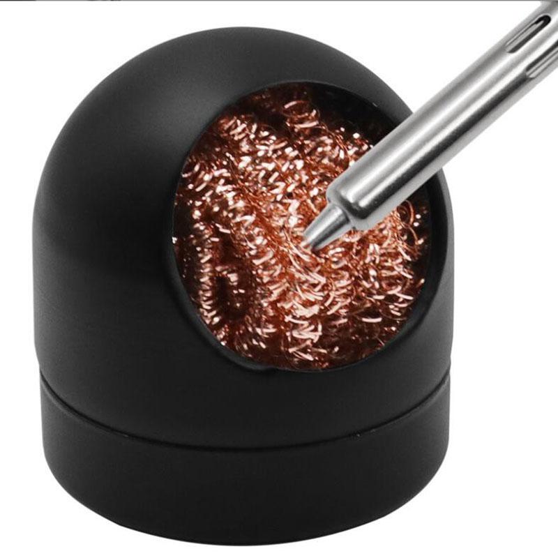 Schweißzubehör Löten Lötkolbenspitzenreiniger Kupferdrahtkugel mit Schwamm und Halter Schwarz/Gold Lötentfernungswerkzeug