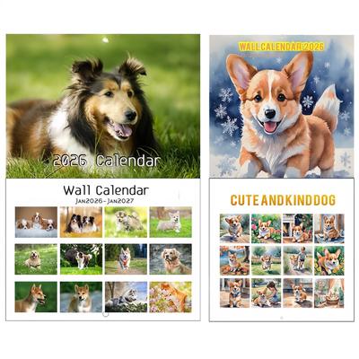 Calendrier mural créatif pour chats 2026, Planificateur mensuel Mignons Chats et Chiens pour la Maison, le Bureau, le Bureau, l'École, l'Étude et la Planification Familiale