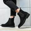 Plus Size 48 Classic Gray Men Chelsea Boots Comfort Suede Leather Shoes Men Dress Shoes Pointed Slip-on Men Black Ankle Boots