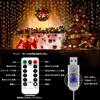 300 LED String Lights, 3m X 3m, Warm White, with Remote Control, 8 Lighting Modes, Flashing, Steady, and Adjustable Brightness, USB Powered,