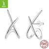 Personal Cold Wind Basic Line X Stud Earrings, Popular Line Sense S925 Sterling Silver Earrings