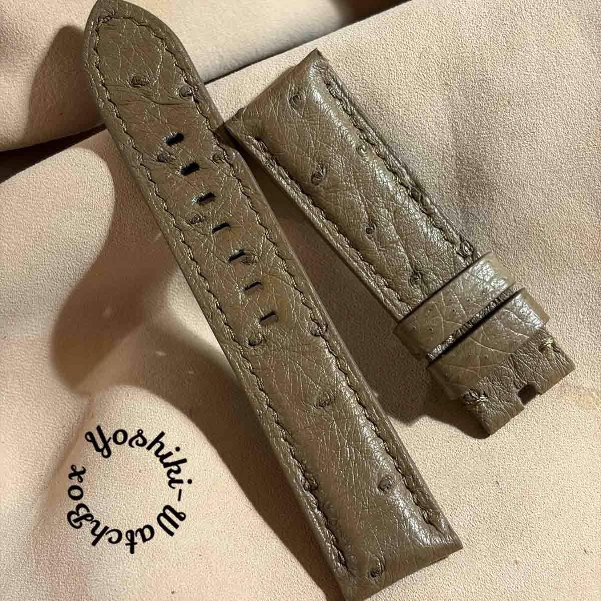 Used ost-451 Ostrich leather watch strap taupe (lug width 22mm - buckle width 20mm)