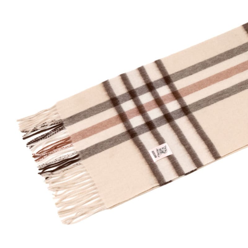RECLOW RECLOW LAND 100% Cashmere Line Check Muffler Beige