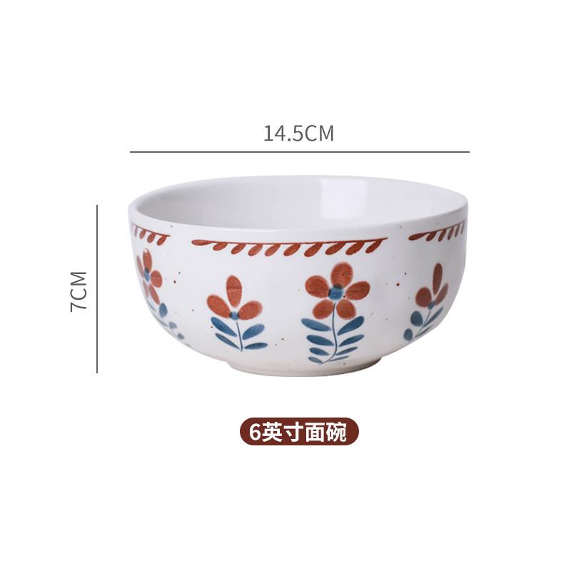 Japanese Retro Underglaze Ceramic Dishes Tableware Set Bowl Noodle Bowl Soup Bowl Vegetable Plate Western Food Bowl Light Luxury Retro