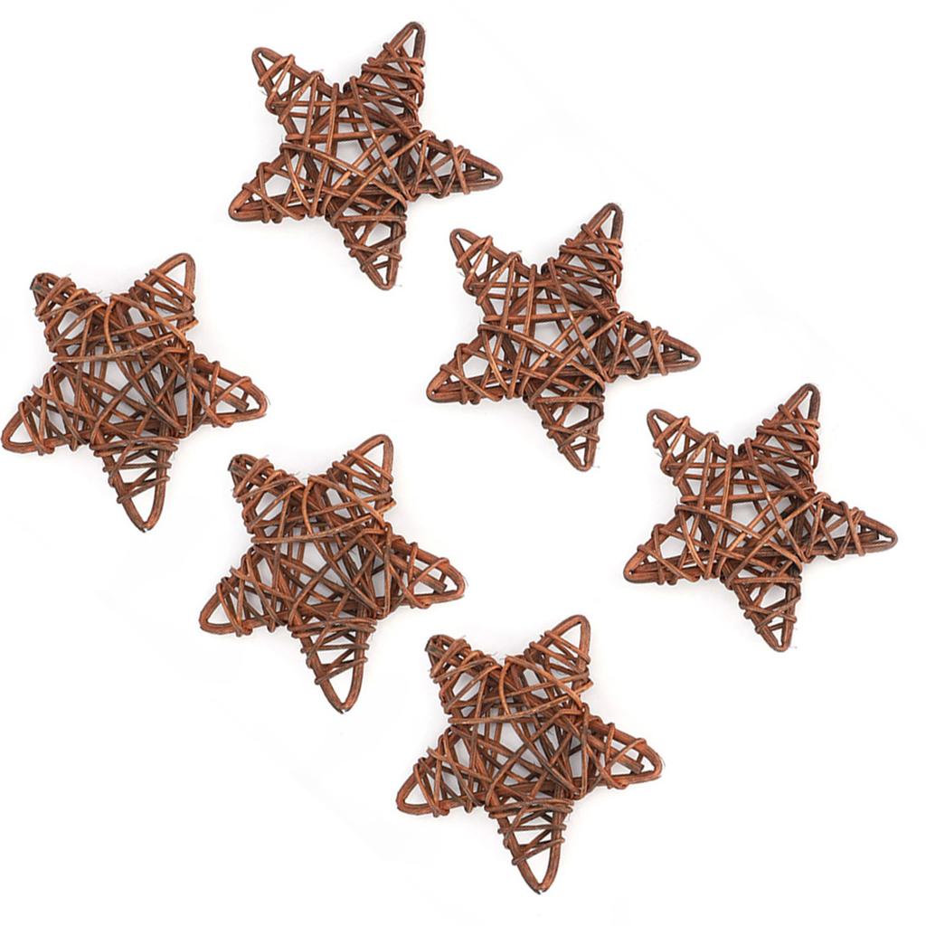 6Pcs DIY Crafts Natural Rattan Stars for Wedding Party Christmas Decoration(Coffee)