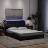 VidaXL Bed Frames with LED Lights, Double Bed with Headboard Cushion, Adult Bed, Bedroom Furniture, Modern, Black 3213692