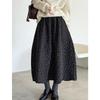 Youge Retro Floral Woolen Mid-Length Skirt with Elastic Waist 860