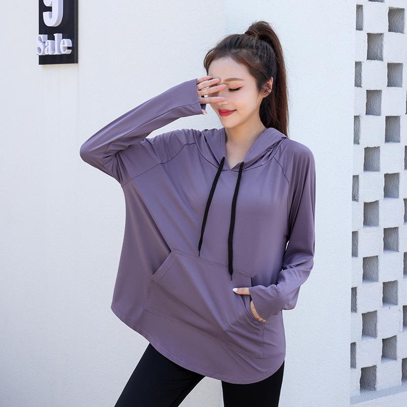 Felpa con cappuccio sportiva larga taglie forti da donna 2023 per fitness e yoga