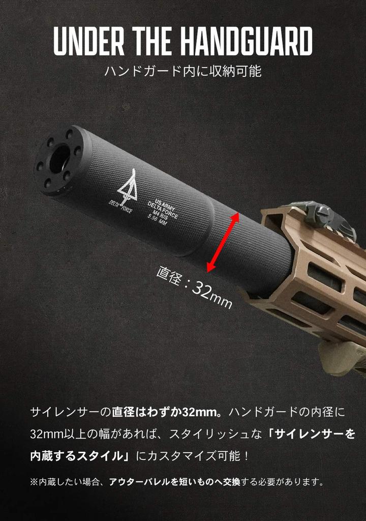 [Ryohin Buhin] 14mm CCW Thread Compatible Tactical Silencer for Airsoft Guns, Navy SEAL Engraved, Aluminum Alloy - Matte Black