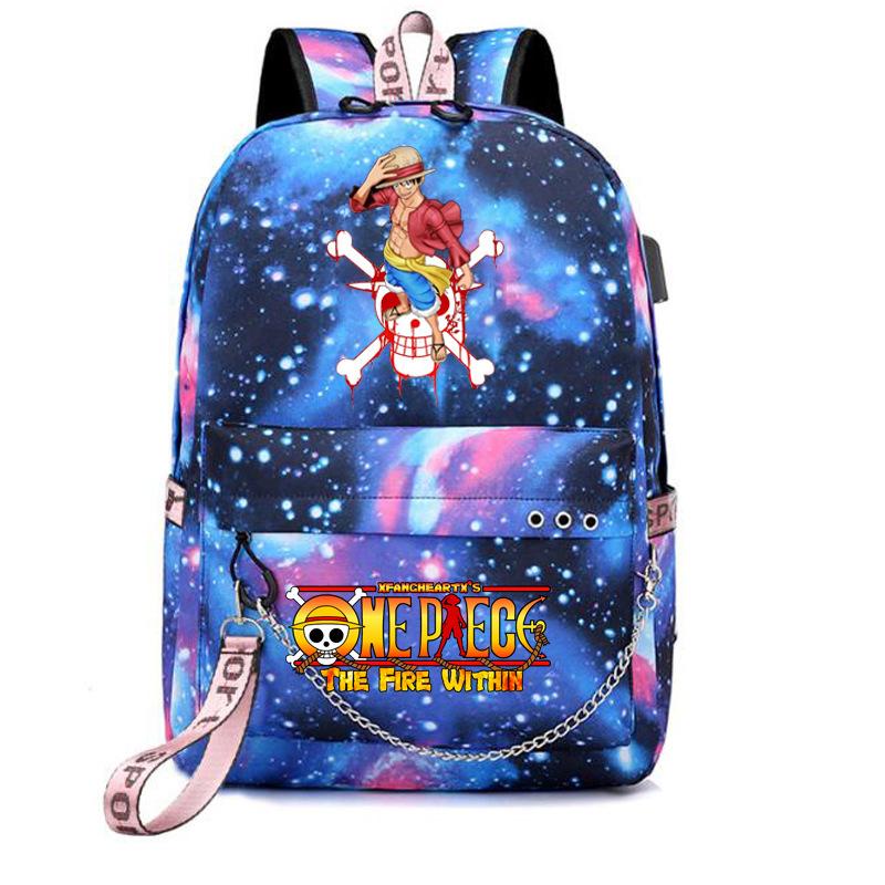 USB student school bag travel backpack printed One Piece casual trendy bag