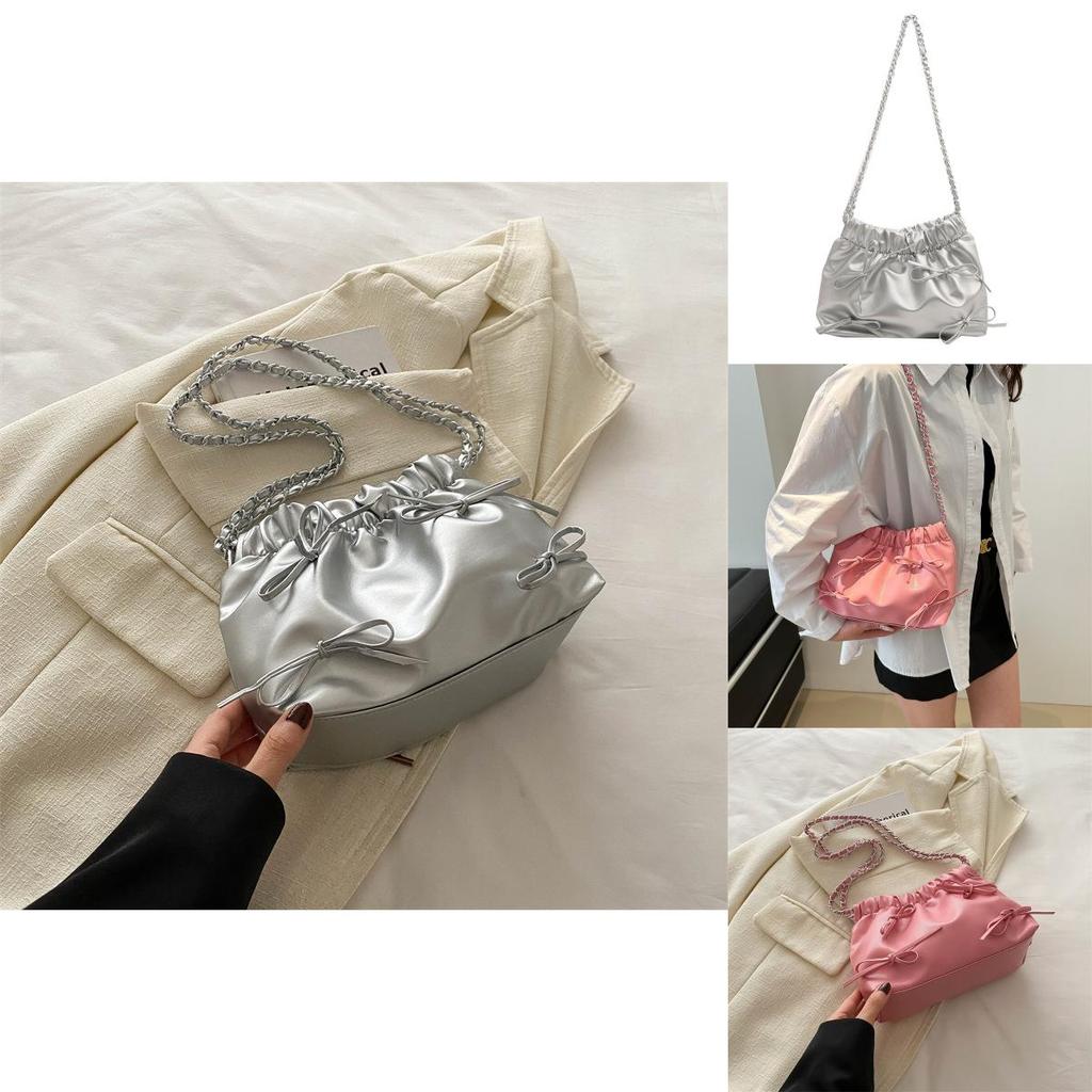 Small Chain Shoulder Crossbody Bag 2024 New Spring Korean Style Street Chic Pu Bucket Bag