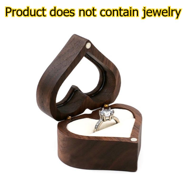 

1pcs Wooden Heart Ring Box Jewelry Storage Organizer Valentine s Day Wedding Ring Holder Romantic Jewelry Box for Proposal белый