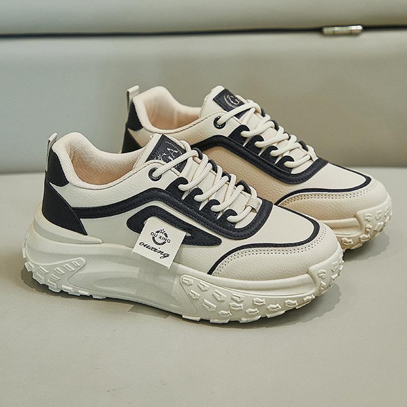 Popular dad shoes children's 2025 new spring platform casual versatile light feet women's shoes leather round head
