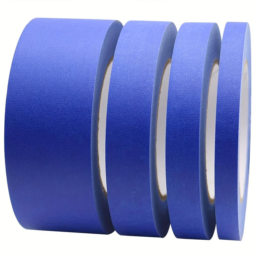 Blue Painter's Tape 4 Sizes – 1/2", 3/4", 1", 2" Masking Tape, Clean Peel Residue-Free for Painting, DIY & Home Projects
