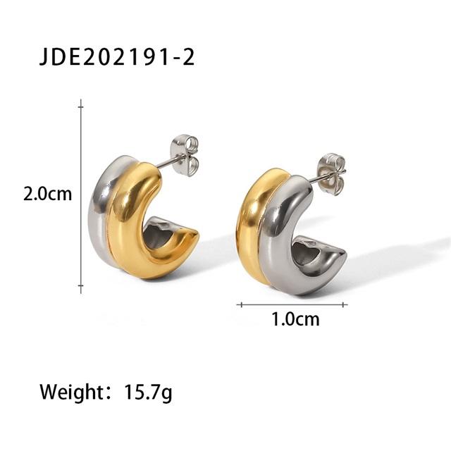 Youthway Stainless Steel Stylish Geometric Double Layer Earrings 18 K Pvd Plated Golden Earrings Fashion Trendy Jewelry Women