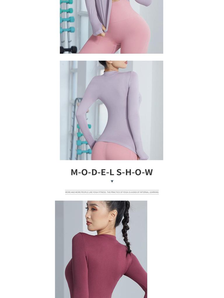 Xiaohongshu Women's Quick-Dry Breathable Long-Sleeve Yoga Tops - Sweat-Absorbent, Tight-Fit, Ideal for Autumn Running & Fitness.