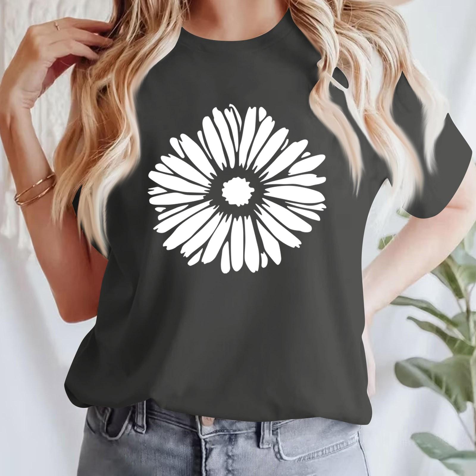 

Женская повседневная футболка с принтом, пуловер с круглым вырезом, топ с короткими рукавами S