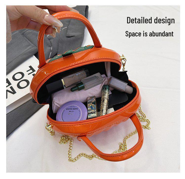 2024 Autumn Women's Pumpkin-Shaped Handbag - Fashionable & Fresh PU Crossbody Bag