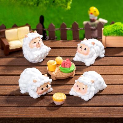 Micro Landscape Cute Cotton Lamb Figure Gardening Decoration Accessories Baby House Car Desktop Small Ornaments
