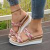 Women Wedge Heeled Slippers Summer 2025 Hemp Rope Chunky Platform Shoes Woman Plus Size Thick Bottom Ankle Strap Sandals
