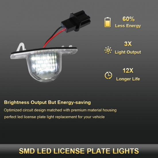 2Pcs LED License Plate Light Lamp Assembly for Jazz Crosstour HONDA Jazz