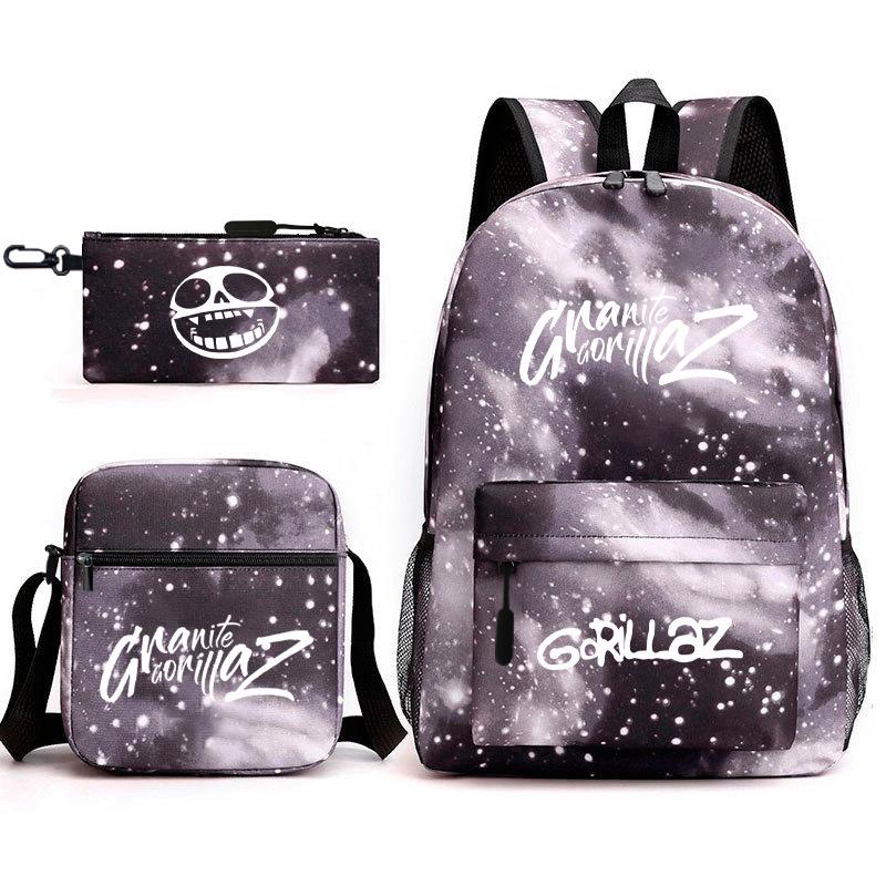 British virtual band trend heat transfer, primary and secondary school students schoolbag Gorillaz children's starry sky three-piece set, teenagers