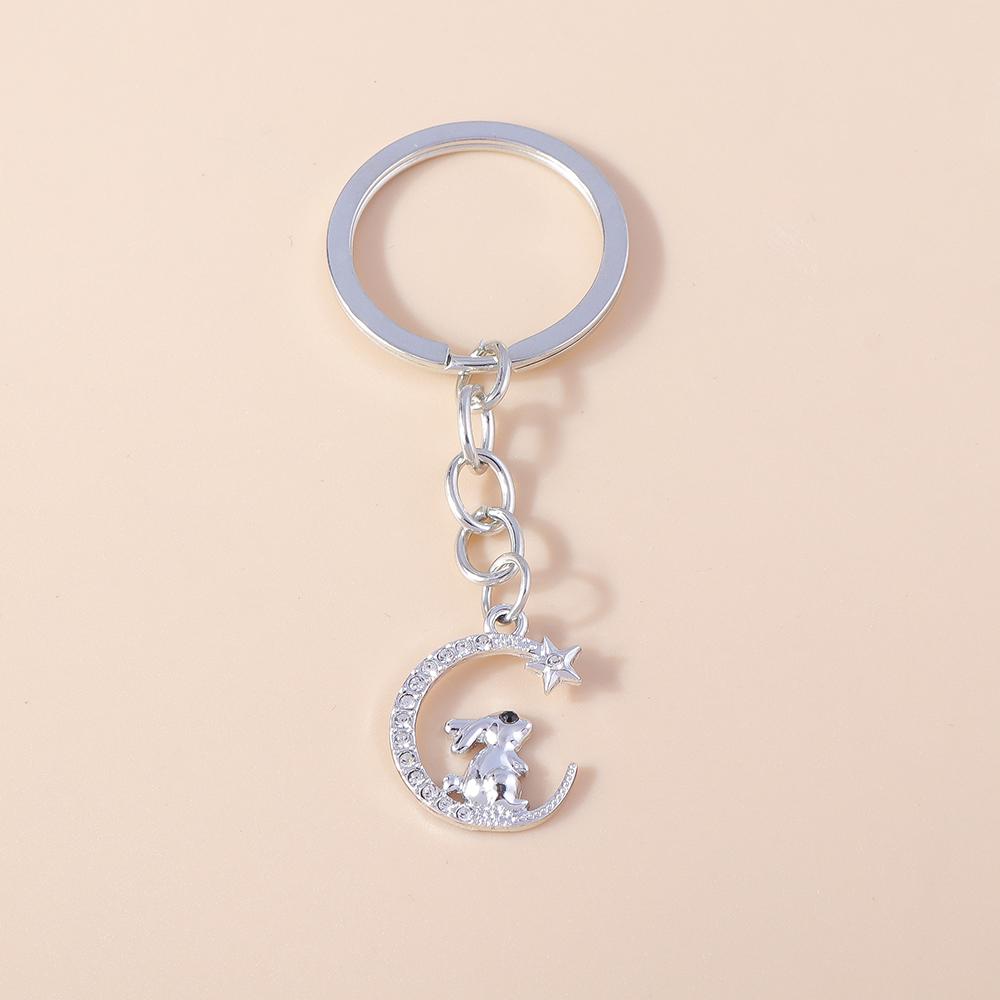 Romantic Moon Star Keychains Crystal Key Rings Gift for Women Men Car Key Handbag Pendants Jewelry Making Accessorie
