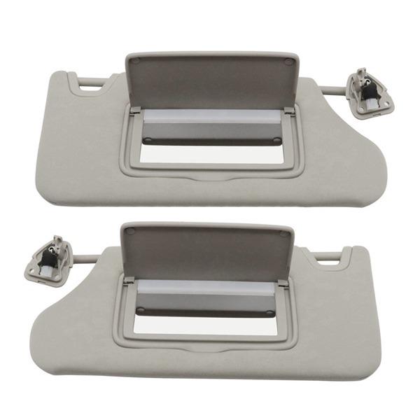 Gray ABS Car Sun Visors with Lights (Left & Right Pair)