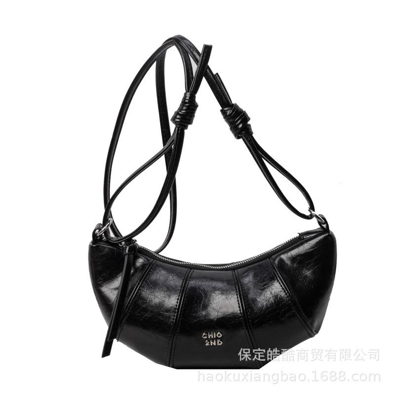 Silver bag women's 2025 new fashion dumpling bag crescent moon messenger bag niche high-end shoulder bag croissant bag