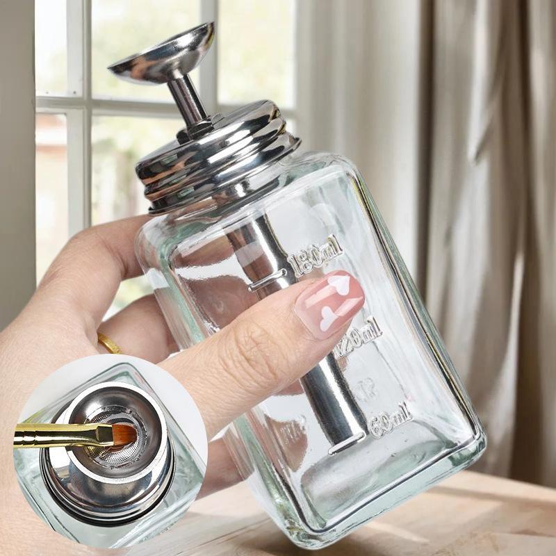 Wiederbefüllbare Glas-Nagellagerflasche – Leerer Pumpspender für Nagellackentferner, Flüssigreiniger und Maniküre