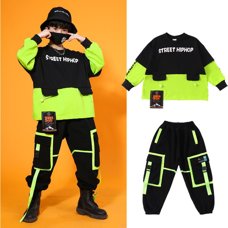 June 1st Kids Street Dance Costume - Boys' Hip Hop Drum Kit Outfit & Girls' Jazz Dance Outfit Trendy Performance Wear.