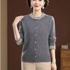 Autumn Winter Women's Round Neck Embroidered Cardigan Sweater Thickened Loose Knit Cardigan