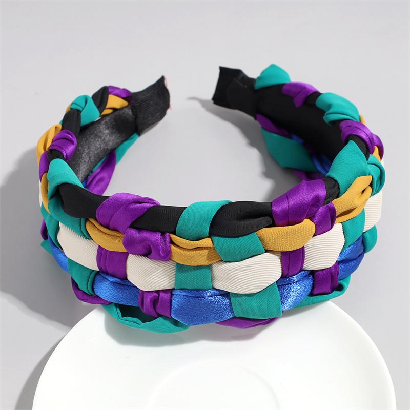 Heavy Handmade Wide Colorful Braided Headband for Women's Photography Party Accessory Headwear Fashionable Adult Hairbands